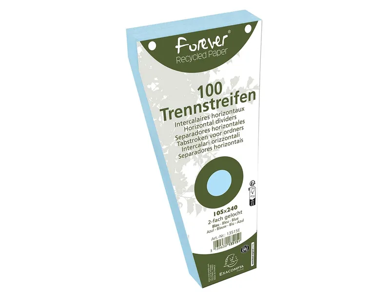 Exacompta 6 x 100 Exacompta Trennstreifen "Forever", Trapezform, 180 g/m², 105 x 240 mm, hellblau – Produktbild 1 von 1
