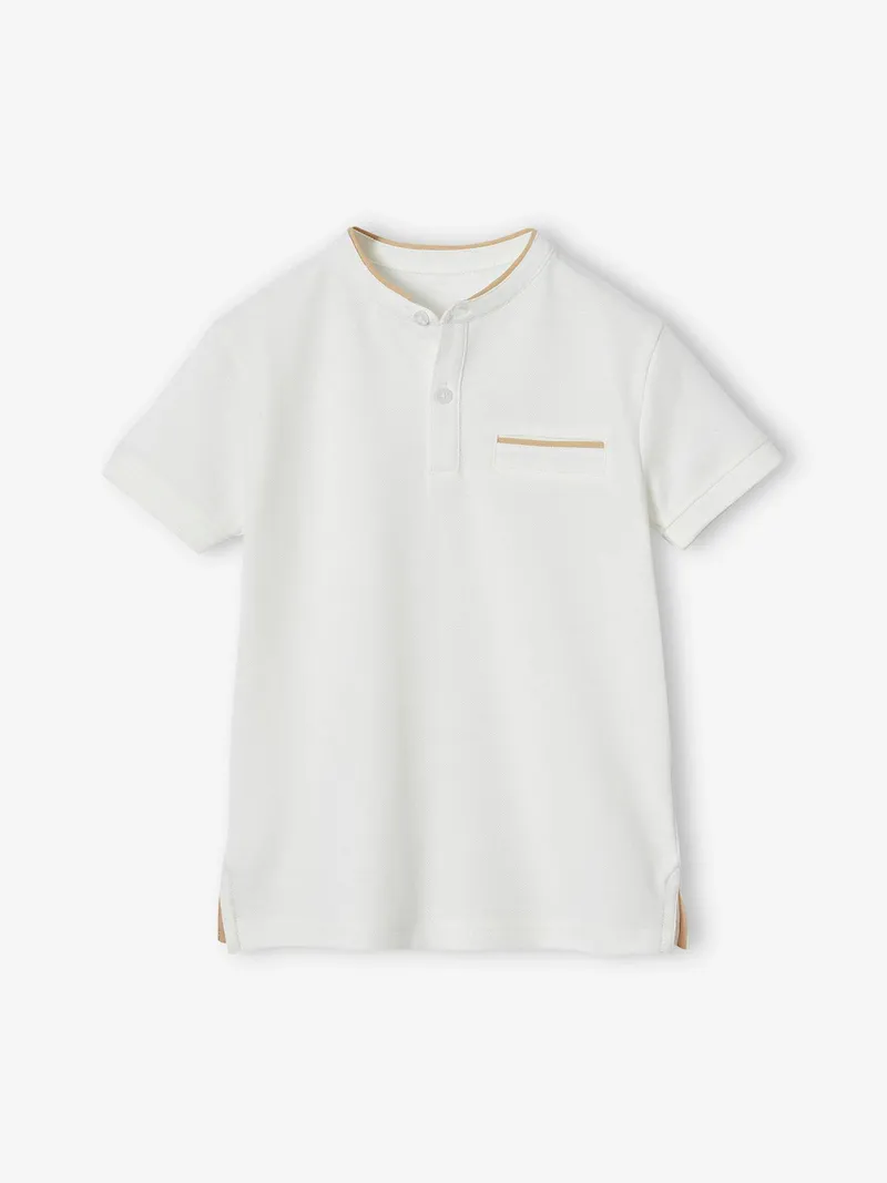 Vertbaudet Jungen Poloshirt mit Stehkragen, Wollweiß, – Produktbild 3 von 3