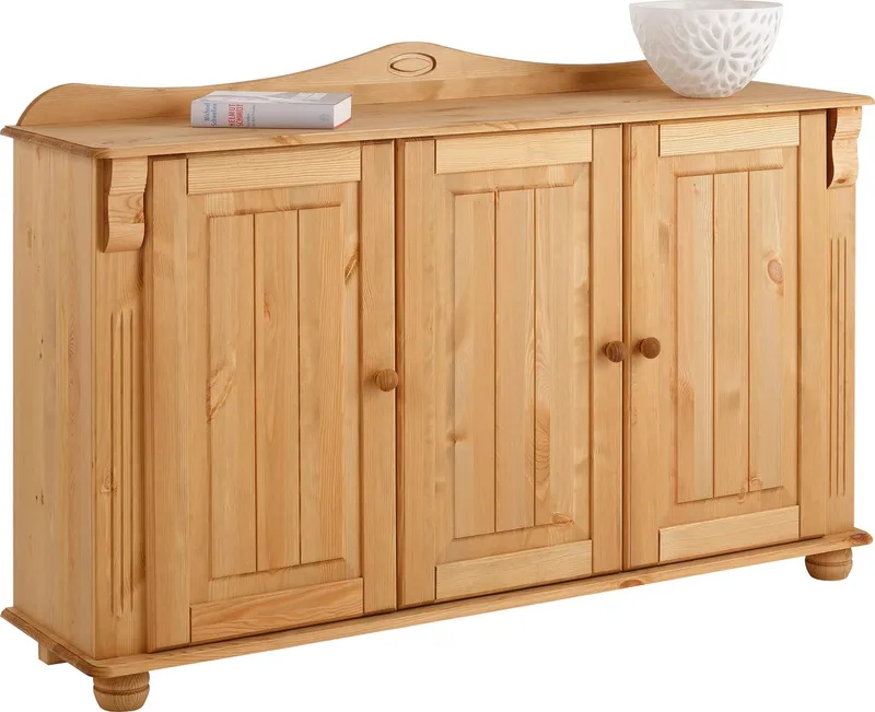 OTTO home Sideboard Adele, Kommode, 3-türig, Breite 130 cm, aus massiver Kiefer, FSC®, Beige, – Produktbild 1 von 4