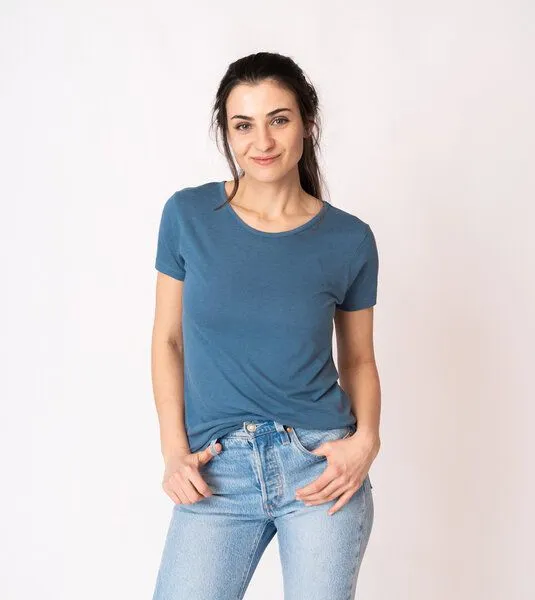 Gary Mash GARY MASH Damen Basicshirt aus Bambusviskose, Blau, – Produktbild 1 von 3