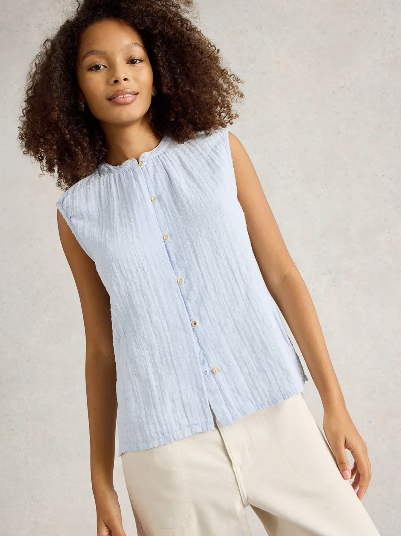 White Stuff Ärmelloses Top Yasmin - 34, Hellblau, – Produktbild 3 von 4