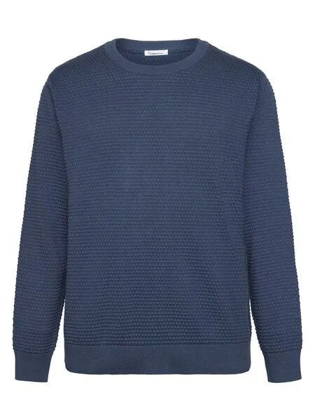 KnowledgeCotton Apparel KnowledgeCotton Apparel Crewneck Strickpullover VAGN aus Bio-Baumwolle - ROC/GOTS/Vegan, Blau (vintage indigo), – Produktbild 1 von 4