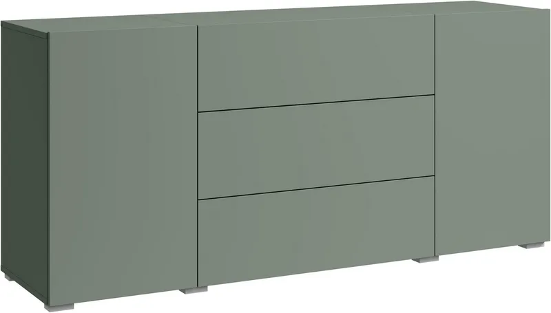 Home affaire Sideboard BERLIN, Moderne grifflose Kommode Breite 150 cm, 4 Schubkästen/ 2 Türen, Grün, – Produktbild 3 von 6