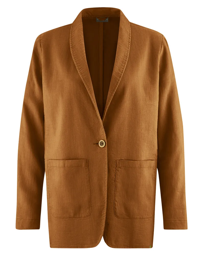 HempAge Hempage Damen vegan Oversized Blazer In Mandelform, Braun, – Produktbild 1 von 2
