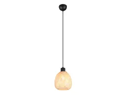 Reality Leuchten LED Pendelleuchte, Dimmfunktion, LED wechselbar, über Lichtschalter in 3 Stufen dimmbar, warmweiß, Klein-e Korb-lampe Lampenschirm geflochten Bambus hängend Bett, Ø 18cm – Produktbild 1 von 1