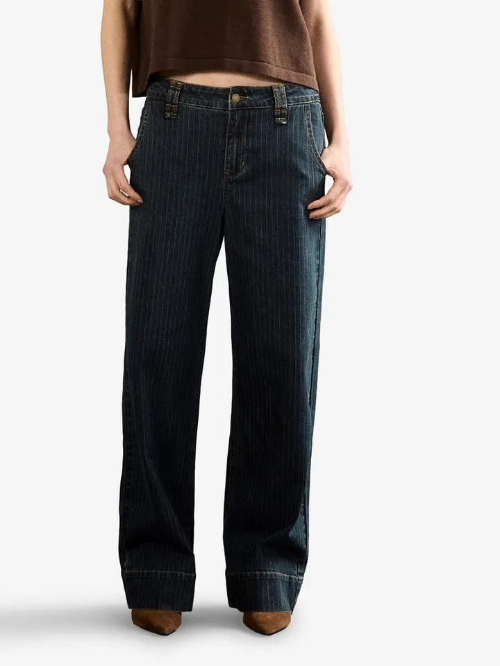 Apricot Apricot Weite Jeans Nadelstreifen-Jeans mit weitem Bein, Blau, – Produktbild 3 von 5