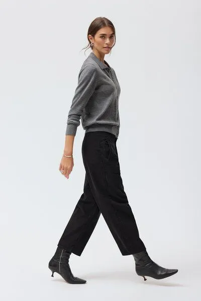 People Wear Organic People Wear Organic Merino Strickjacke Polokragen, grau mélange, Grey, – Produktbild 4 von 4