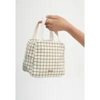 MELA Organizer Tasche medium JASMEET | von MELA | Fairtrade & GOTS zertifiziert, Greige / green grid print, – Produktbild 1 von 2