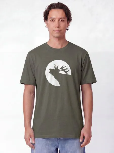 watapparel watapparel T-Shirt Unisex Röhrender Hirsch, Khaki, – Produktbild 2 von 2