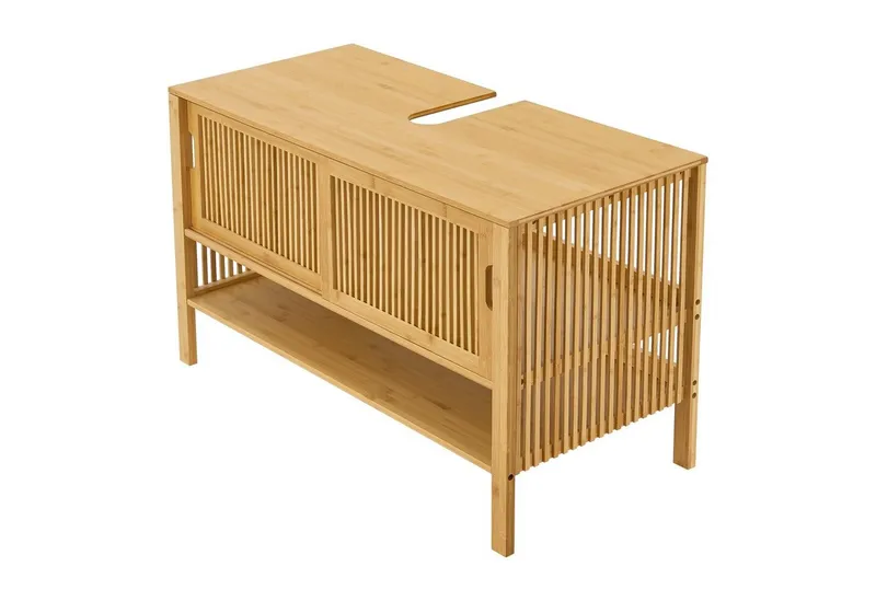 en.casa Waschbeckenunterschrank »Hvaler« Unterschrank 60x100x45cm Bambus, Beige, – Produktbild 4 von 4