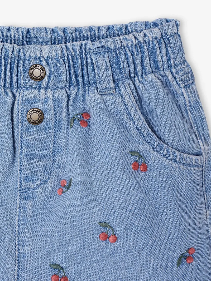 Vertbaudet Baby Jeansshorts mit Blumenstickerei, Double stone, – Produktbild 3 von 3