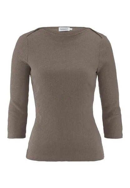 hessnatur hessnatur Boatneck Shirt Slim aus Bio-Baumwolle, Silbergrün, – Produktbild 3 von 4