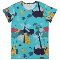 Walkiddy Kinder T-Shirt GOTS zertifiziert – Blau mit Leopardenmuster, Kurzarm, weich & bequem | von Walkiddy – Produktbild 1 von 1