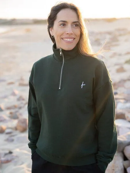 FUXBAU FUXBAU Frauen fux Half Zip Sweater, Grün, – Produktbild 2 von 4