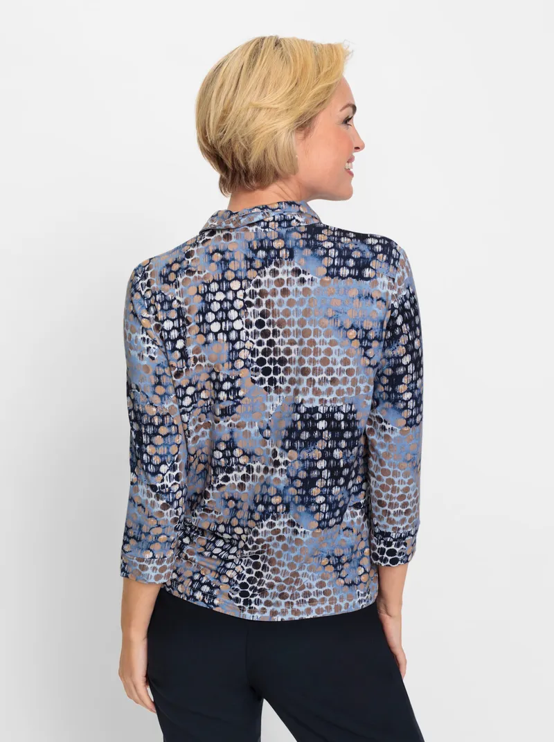 Witt Poloshirt bleu-sesam-bedruckt, Bleu-sesam-bedruckt, – Produktbild 1 von 2