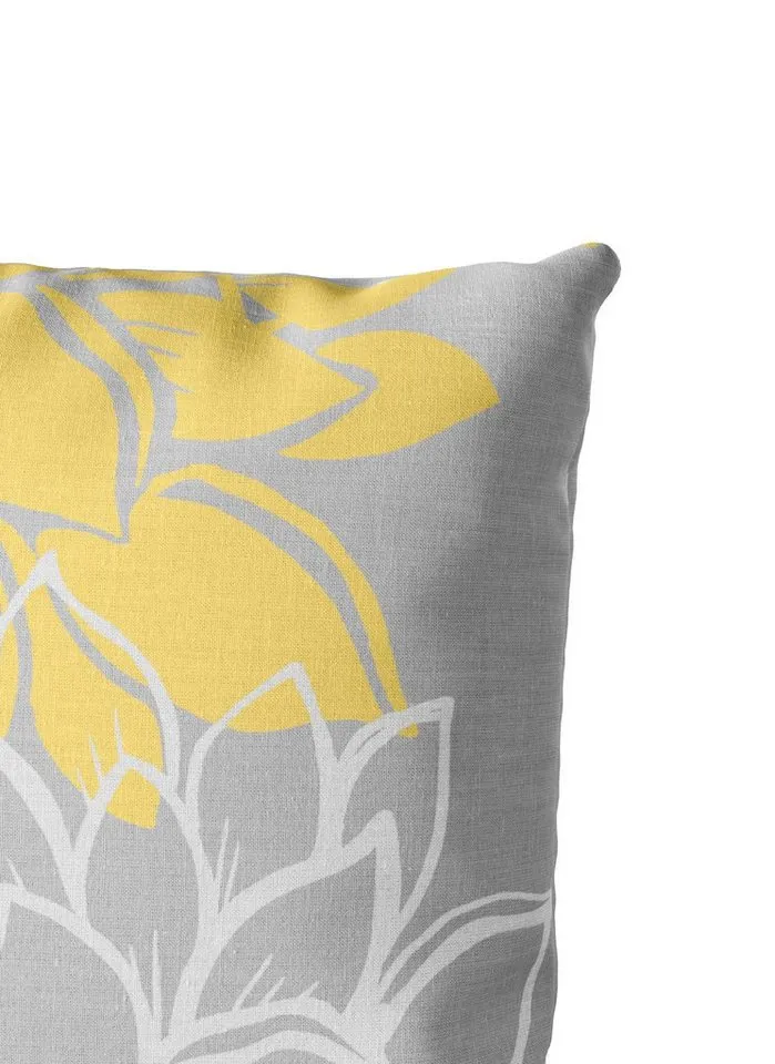 OTTO home Bettwäsche Susan in Gr. 135x200 oder 155x220 cm, Linon, 2 teilig, in verschiedenen Qualitäten, romantische Bettwäsche mit Blumen, Gelb|grau, – Produktbild 5 von 6
