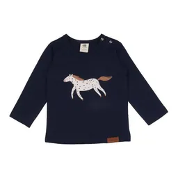 Walkiddy Baby Langarmshirt GOTS-zertifiziert aus Bio-Baumwolle, dunkelblau mit Pferdemotiv – Walkiddy, weich, hautfreundlich & alltagstauglich – Produktbild 1 von 1