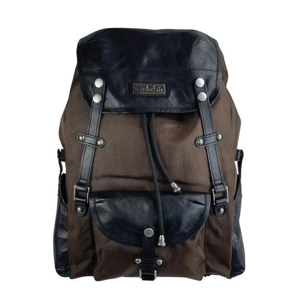 manbefair manbefair Laptop Rucksack Athena aus recyceltem Nylon Gewebe und Rinds-Leder, Braun, – Produktbild 1 von 4