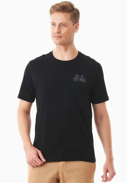 ORGANICATION ORGANICATION T-Shirt aus Bio-Baumwolle mit Fahrrad-Print, Black, – Produktbild 1 von 4