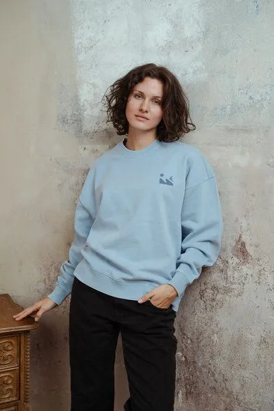 Kultgut Kultgut Artdesign- Biofair- Vintagelook Pulloversweater / Sea Soul, Hellblau, – Produktbild 3 von 4