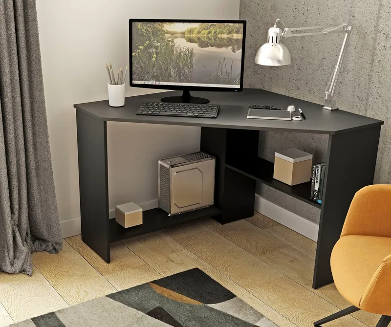 Home affaire Schreibtisch RINO, Breite 80 cm, Eckschreibtisch im modernen Design, Schwarz, – Produktbild 1 von 4