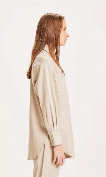 KnowledgeCotton Apparel KnowledgeCotton Apparel Damen Workerbluse "JUNIPER" aus Tencel, Farbe Feather Gray – Produktbild 2 von 4