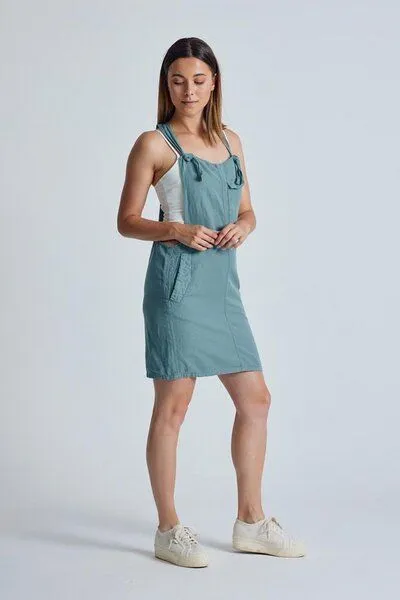 Flax and Loom Flax and Loom Leinen Latzkleid Peggy, Retro blue (grün), – Produktbild 7 von 7