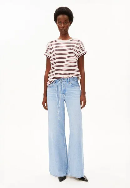 ARMEDANGELS ARMEDANGELS IDAARA STRIPES Damen T-Shirt aus Bio-Baumwolle, Undyed-velvet red-soft blue, – Produktbild 4 von 4