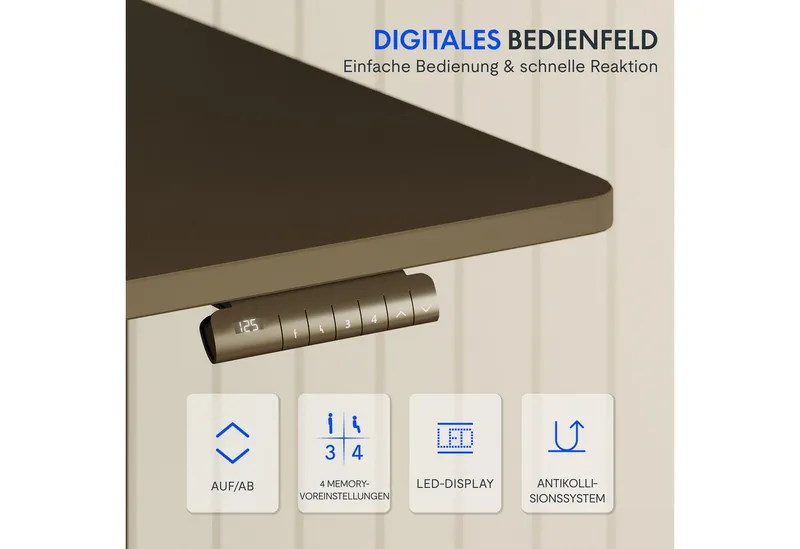 Flexispot Flexispot Schreibtisch Elektrisch Höhenverstellbarer Schreibtisch EC5 LITE mit Dualmotor (25MM einteiliger Tischplatte & 3-fach Teleskop, 4 Speicherhöhen & Antikollisionssystem), 120x80/140x80/160x80/180x80, Grau | schwarz, – Produktbild 5 von 5