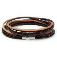 Simaru Simaru Echtleder Wickelarmband für Damen & Herren, Lederarmband glatt und geflochten mit Magnetverschluss – Produktbild 1 von 1