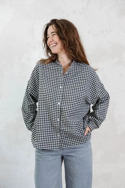 Jyoti - Fair Works Jyoti - Fair Works Bio-Baumwoll Bluse Hawali, Kariert, – Produktbild 3 von 3