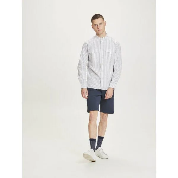 KnowledgeCotton Apparel KnowledgeCotton Apparel Hemd STRIPED aus Bio-Baumwolle und Bio-Leinen, Weiß (snow white), – Produktbild 3 von 3