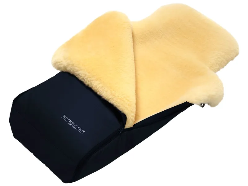 Hofbrucker Hofbrucker Fußsack Kinderwagen Merino Lammfell Luxus Maße 95 x 34 x 15 cm, Blau, – Produktbild 3 von 4