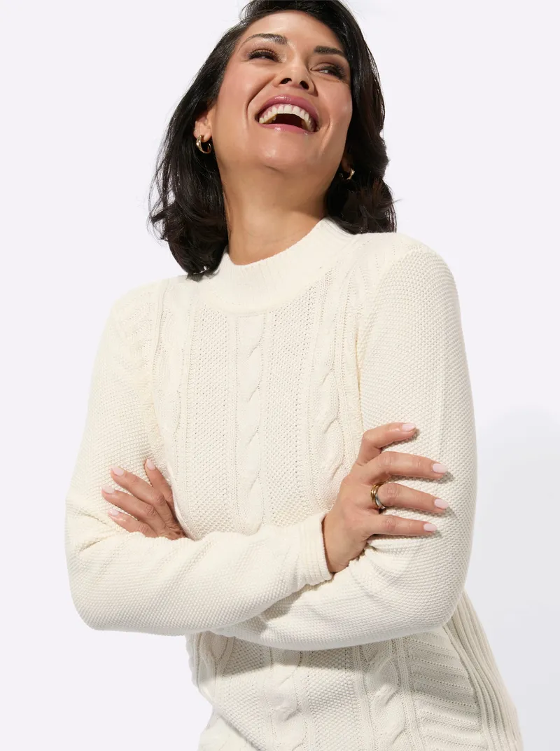 Witt Stehkragenpullover ecru, Ecru, – Produktbild 2 von 2