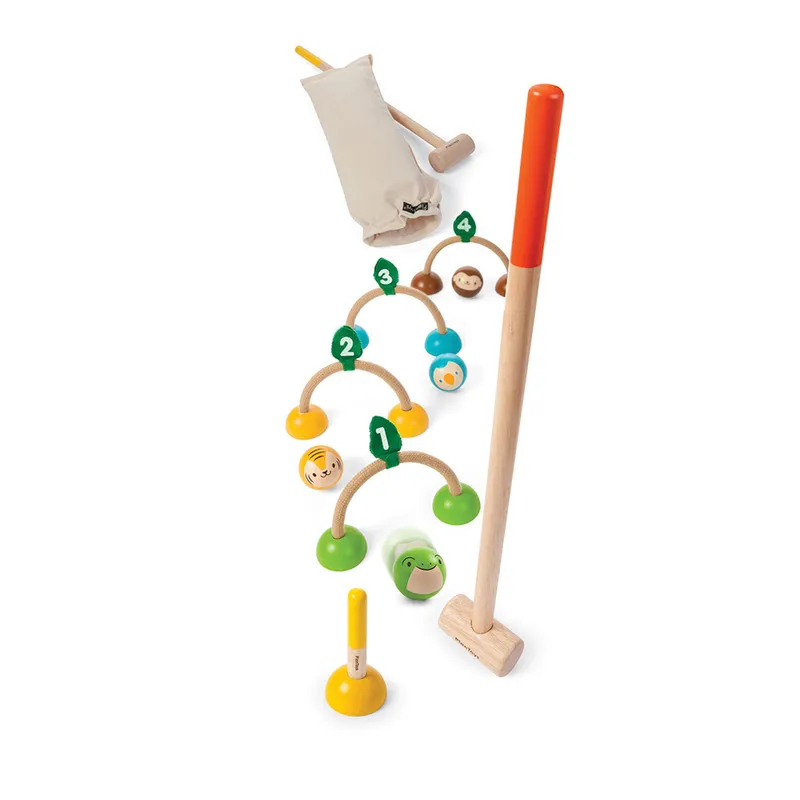 PlanToys PlanToys Kinder Krocket Spiel aus Kautschukholz Maße 51,6 x 3,8 x 7,8 cm, Mehrfarbig, – Produktbild 4 von 5