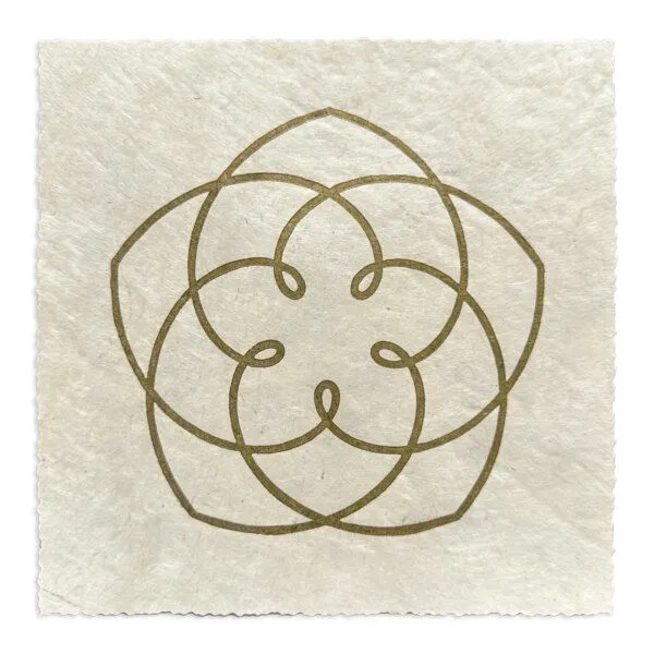 Veskor Cassiopeia Veskor Cassiopeia VENUS FLOWER Heilige Geometrie Linoldruck | 16 × 16 cm | Gold auf Naturweiß – Produktbild 1 von 4