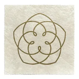 Veskor Cassiopeia Veskor Cassiopeia VENUS FLOWER Heilige Geometrie Linoldruck | 16 × 16 cm | Gold auf Naturweiß – Produktbild 1 von 1
