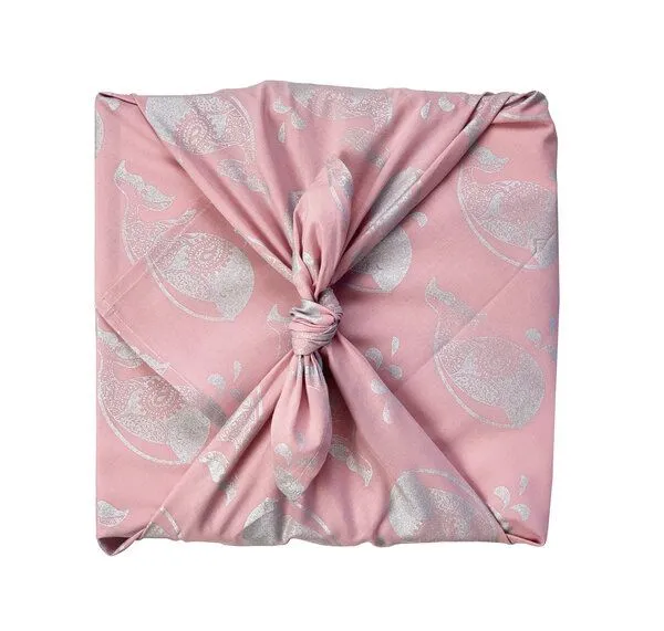 FabRap Gift Wrap FabRap Gift Wrap Wiederverwendbare Geschenkverpackung Furoshiki (einseitig), Blush whales (rosa), – Produktbild 2 von 4
