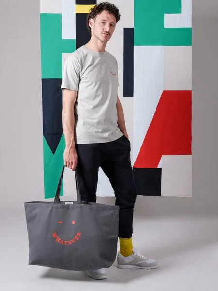 FANTASTIC REALITY STUDIOS Fantastic Reality Studios Whatever Large Canvas Tote – Bio-Baumwolle, Unisex, Grau, – Produktbild 4 von 4