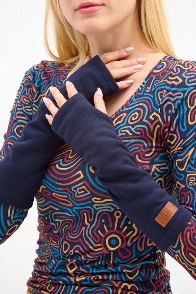 KOKOworld KOKOworld Damen Handstulpen Puffy aus Bio-Baumwolle, Navy (marine), – Produktbild 2 von 4