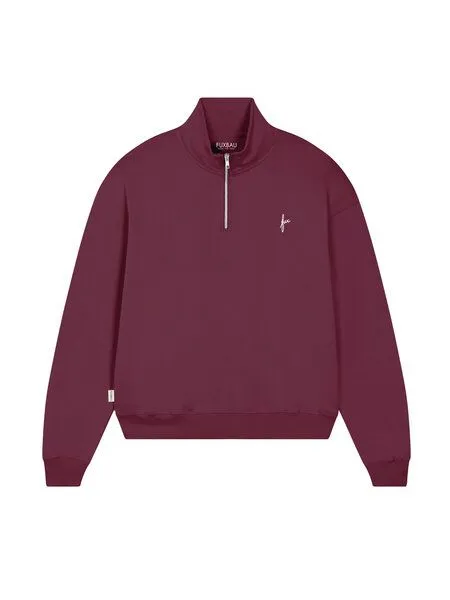 FUXBAU FUXBAU Frauen fux Half Zip Sweater, Bordeaux, – Produktbild 2 von 4