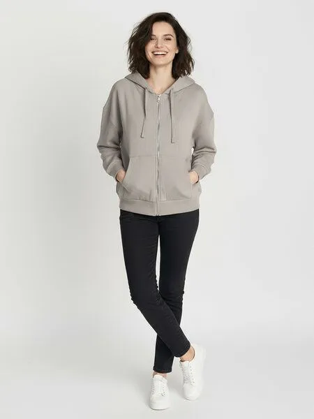 GreenBomb GREENBOMB Basic Vale - Lässige Sweatjacke aus Bio-Baumwolle / GOTS / Fair & Vegan, Grau (sandstone), – Produktbild 3 von 4