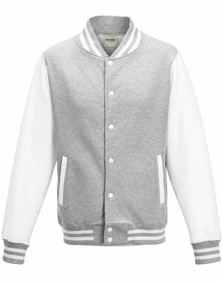 Just Hoods Just Hoods Sweatjacke Varsity Jacket / College Jacke, Heather grey/white, – Produktbild 1 von 3