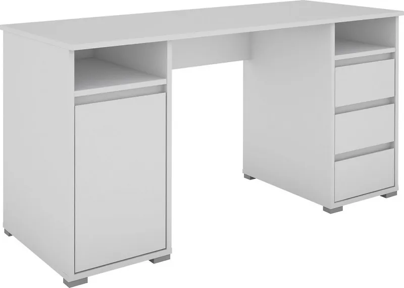 OTTO home Schreibtisch Leeds, Breite 138 cm, Computertisch mit Schubladen, im modernen Design, Weiß, – Produktbild 2 von 5