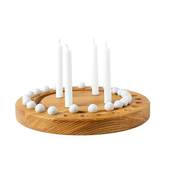 klotzaufklotz klotzaufklotz Adventskalender und Adventskranz mit Baumkerzen, Weiß, – Produktbild 1 von 8