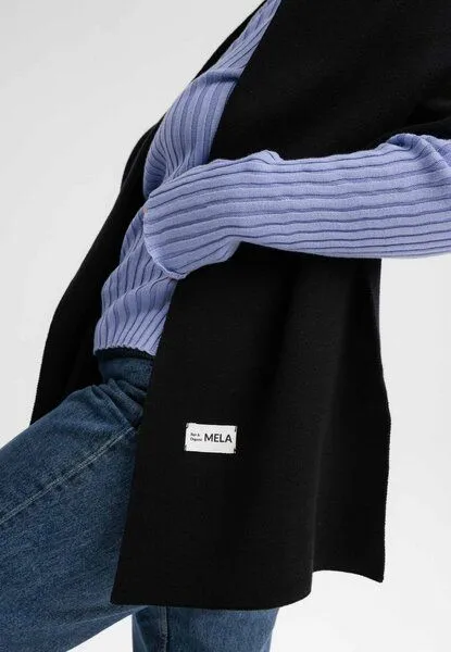 MELA MELA Jacquard Strick Schal Style ASMEE aus 100% Bio-Baumwolle, Schwarz, – Produktbild 4 von 4