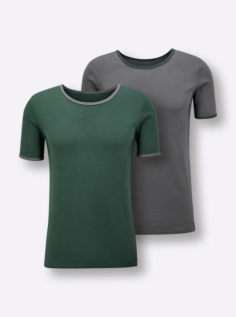 wäschepur men Shirt anthrazit + moos, Anthrazit + moos, – Produktbild 2 von 3