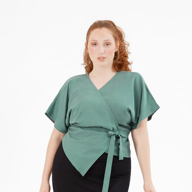 WiDDA WiDDA Damen vegan Wickelbluse Aqua Türkis, Teal, – Produktbild 2 von 2