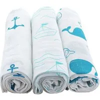 HANS NATUR Spucktücher Bio-Baumwolle 3er-Set Blue Maße 75 x 75 cm, Mehrfarbig, – Produktbild 1 von 1
