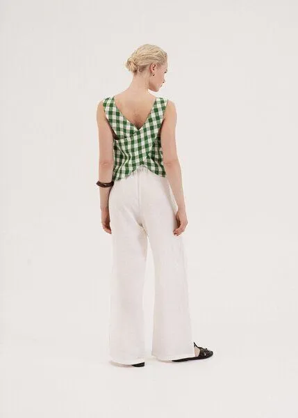 AmourLinen AmourLinen Schürzentop aus Leinen ELLA, Grünes gingham, – Produktbild 2 von 4